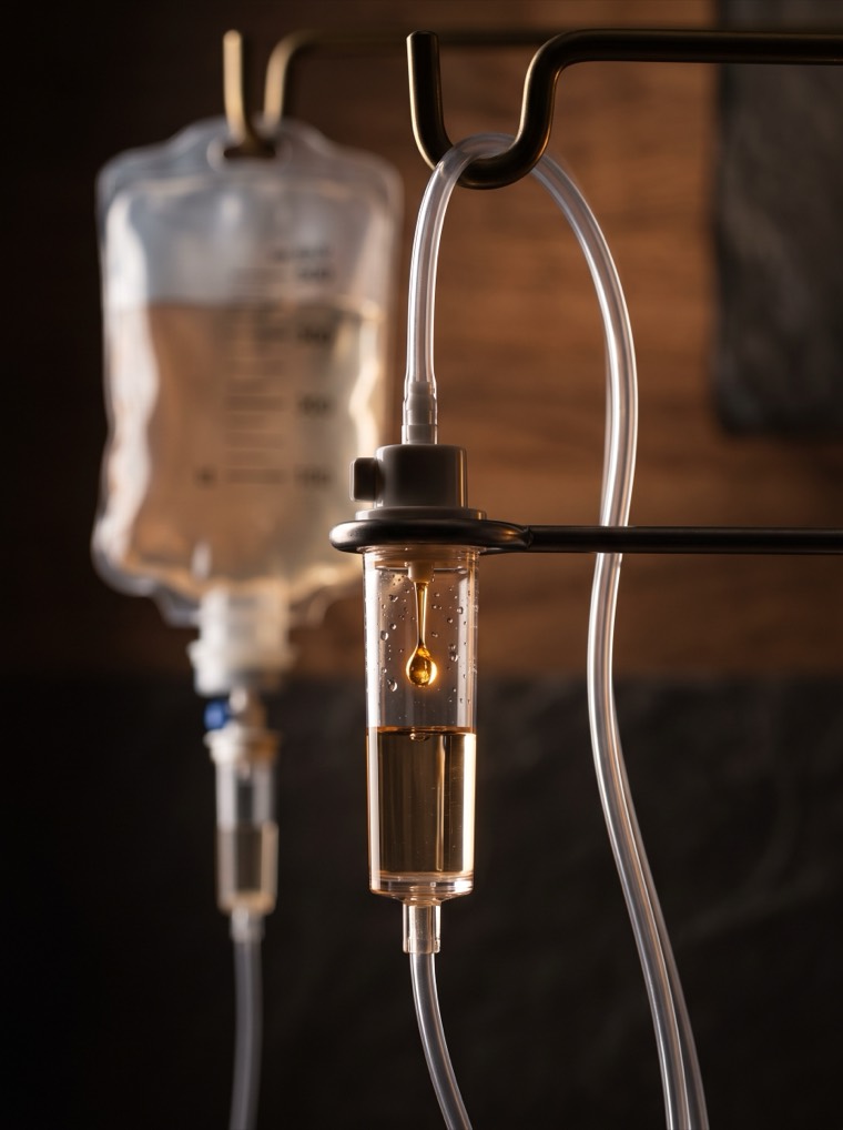 Infusion mit goldenem Tropfen – Nährstoffe direkt in die Blutbahn